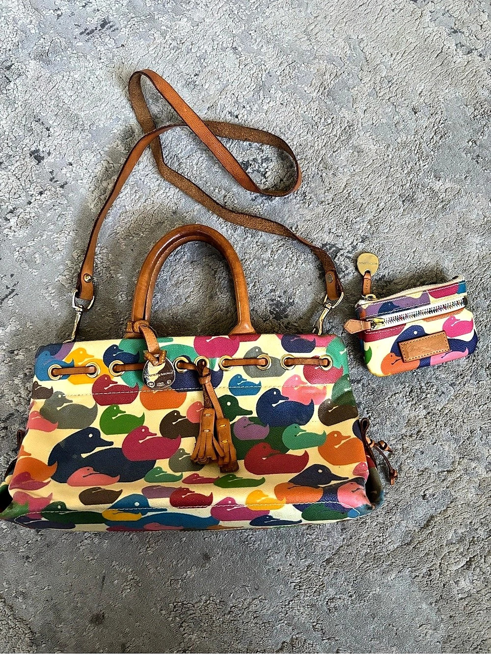 Dooney & Bourke 1973 Duck Bag Duck Print Shoulder Bag with Pouch